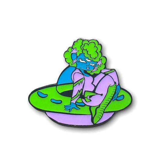 Alien and Space Ship Enamel Pin - CosmicMedium