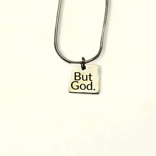 But God Engraved Charm Necklace