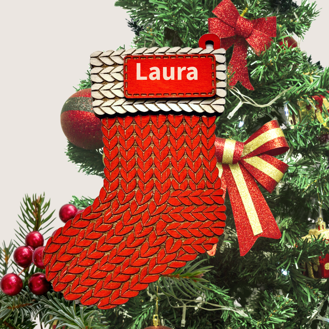 Custom name engraved christmas wood ordament