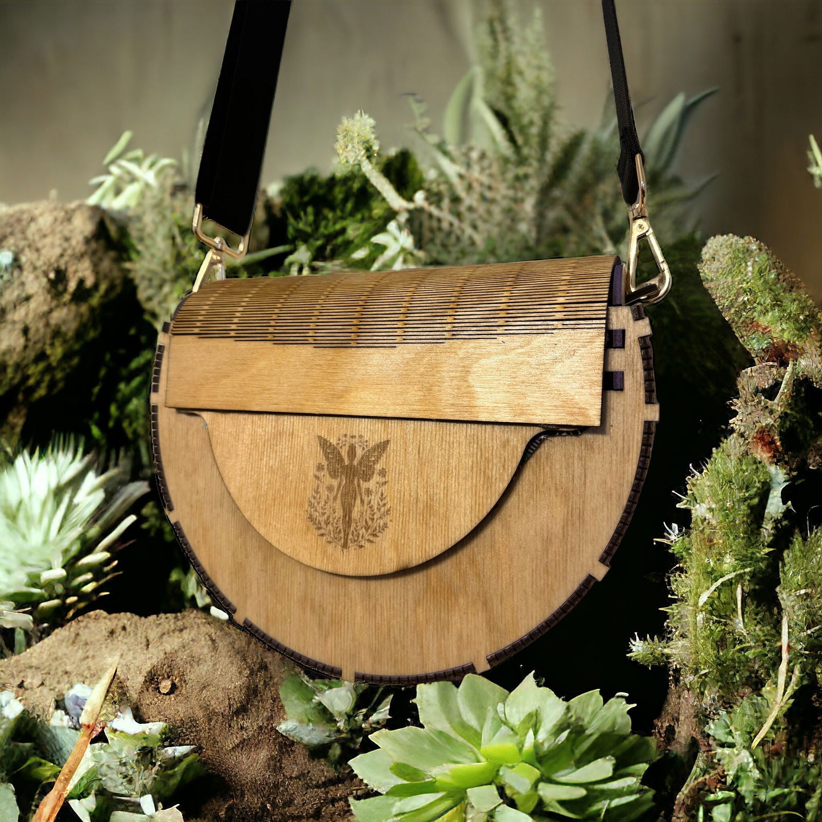 Mystic Fae Circular Wood Satchel - CosmicMedium