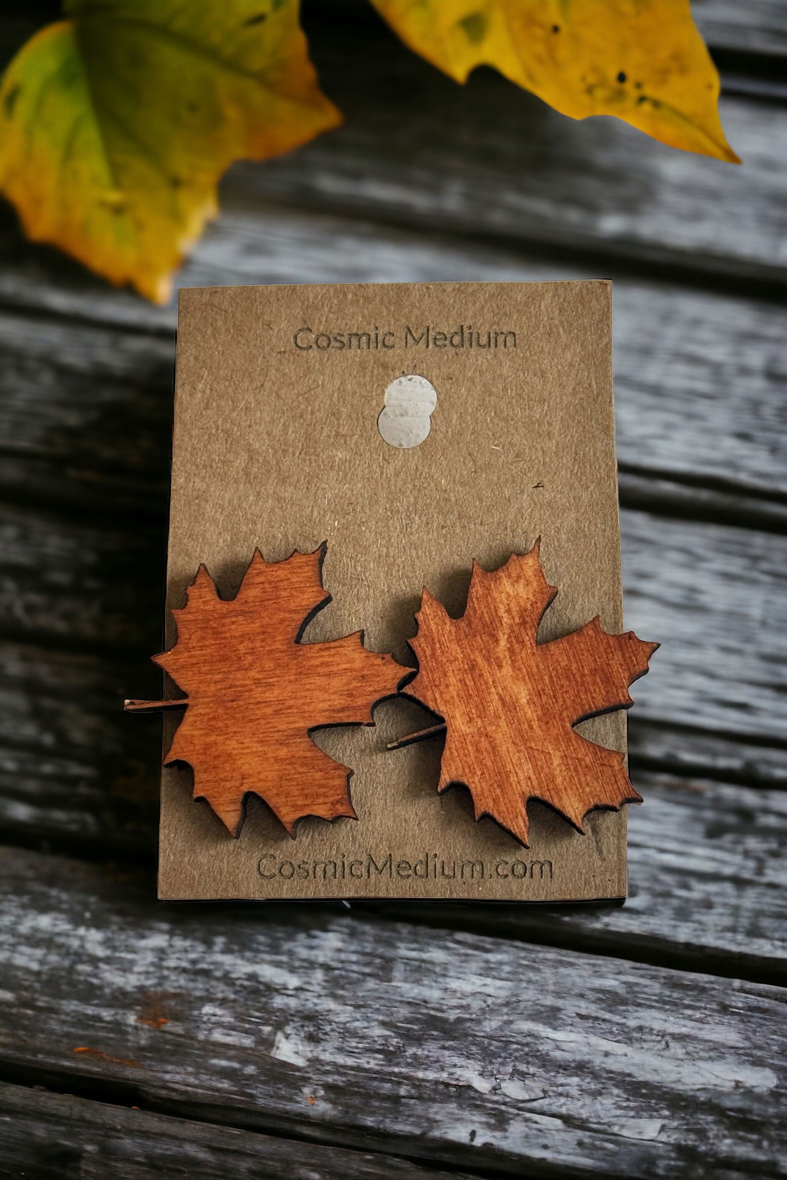 Wood Leaf Earrings - CosmicMedium