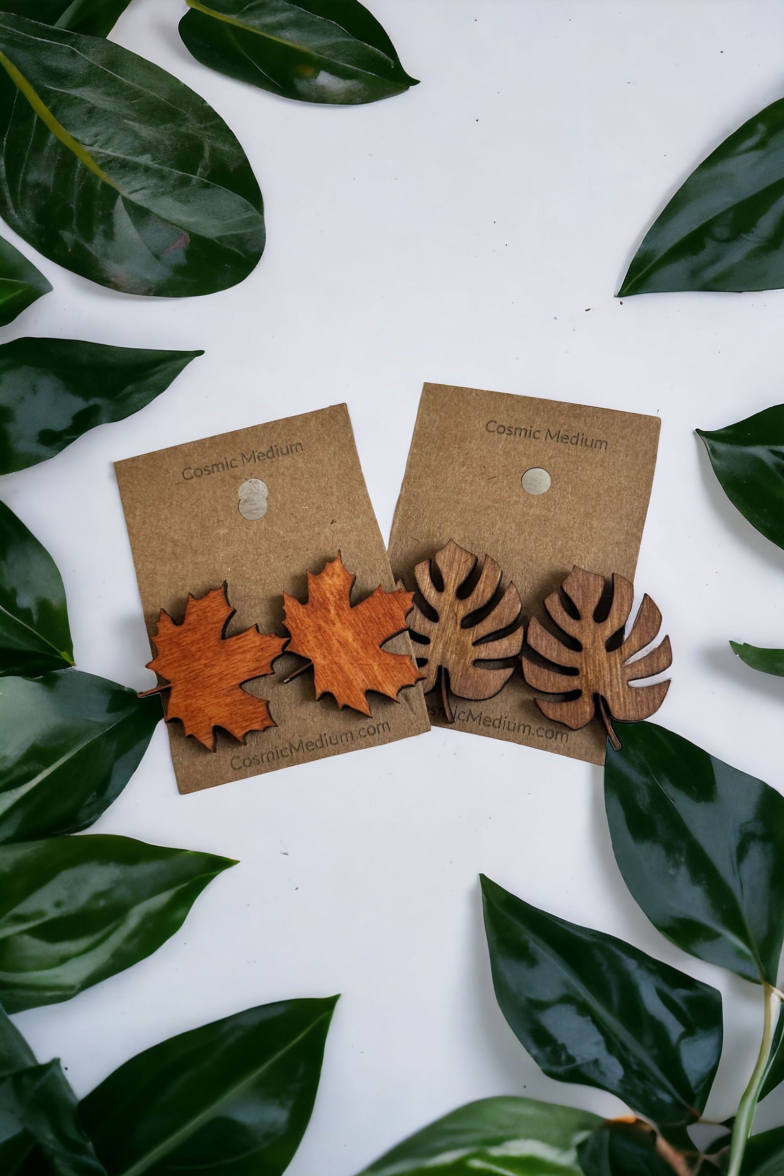 Wood Leaf Earrings - CosmicMedium