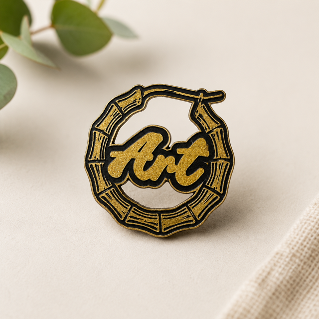 Book Girl Art Bamboo Earring Lapel Pin