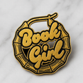 Book Girl Art Bamboo Earring Lapel Pin